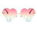 2021 New Fashion Drip Melting Gold UV400 Sunglasses Unisex Fun Personality Party Heart Shape Frameless Rimless Shades