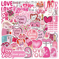 50Pcs Pink I Love You Love Heart Graffiti Stickers for Envelope Phone Decor Valentines Gift Sticker