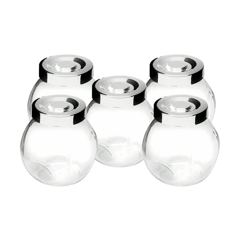 Decorative Side-Standing Glass Kitchen Storage Jar Container for Condiment Spice Honey 180ml 380ml 480ml with Metal Screw Lid