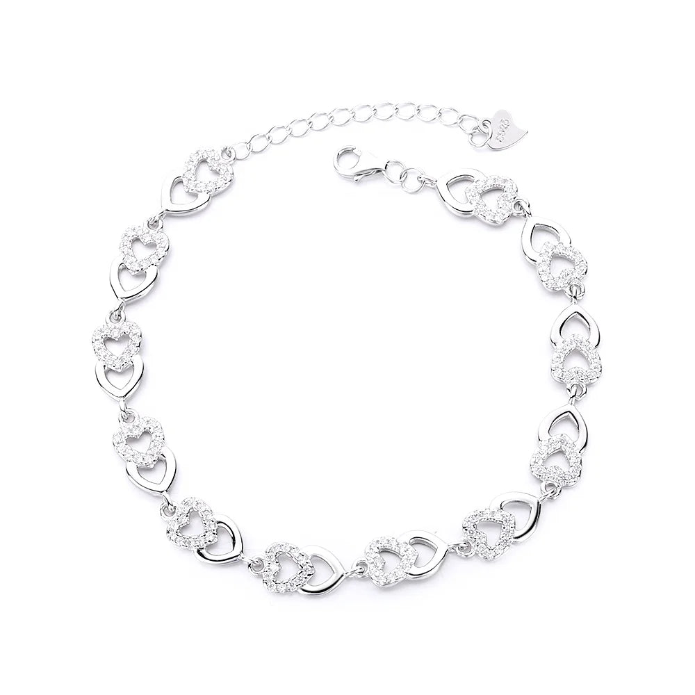 Fine Jewelry 925 Silver Bangle Bracelet Heart Shape Bracelet for Women Gifts Factory Direct Price Heart Bracelet for Wedding