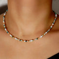 Luxury Natural Stone Necklace African Turquoise Beaded Necklace Green Aventurine Clavicle Chain Jewelry for Women Girls Gift