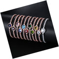 DAIHE Light Luxury Exquisite Tennis Zircon Birth Stone Chain Bracelet for Women Adjustable Cz Bracelet Party Jewelry for Gift