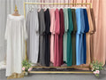 Dubai Malaysia Daily Elastic Jilbab Burqa Traditional Wear Large Solid Loose Comfortable Robe Islamic Muslim Clothing Abaya