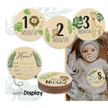 Custsom Hello World Leaf Newborn Baby Birth Announcement Discs Souvenir Gift Wooden Sign Baby Milestone Cards