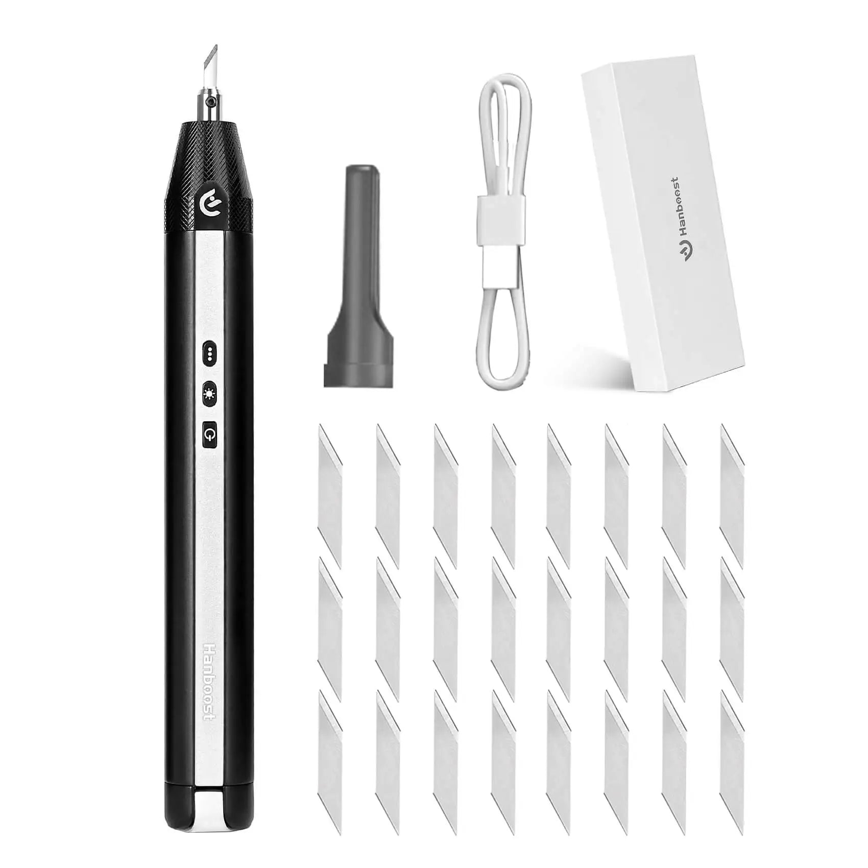 Hanboost C1 Ultrasonic Cutter Wireless with LED Light 3 Speed Modes 24 Blades for 3D Printed Models and Crafts