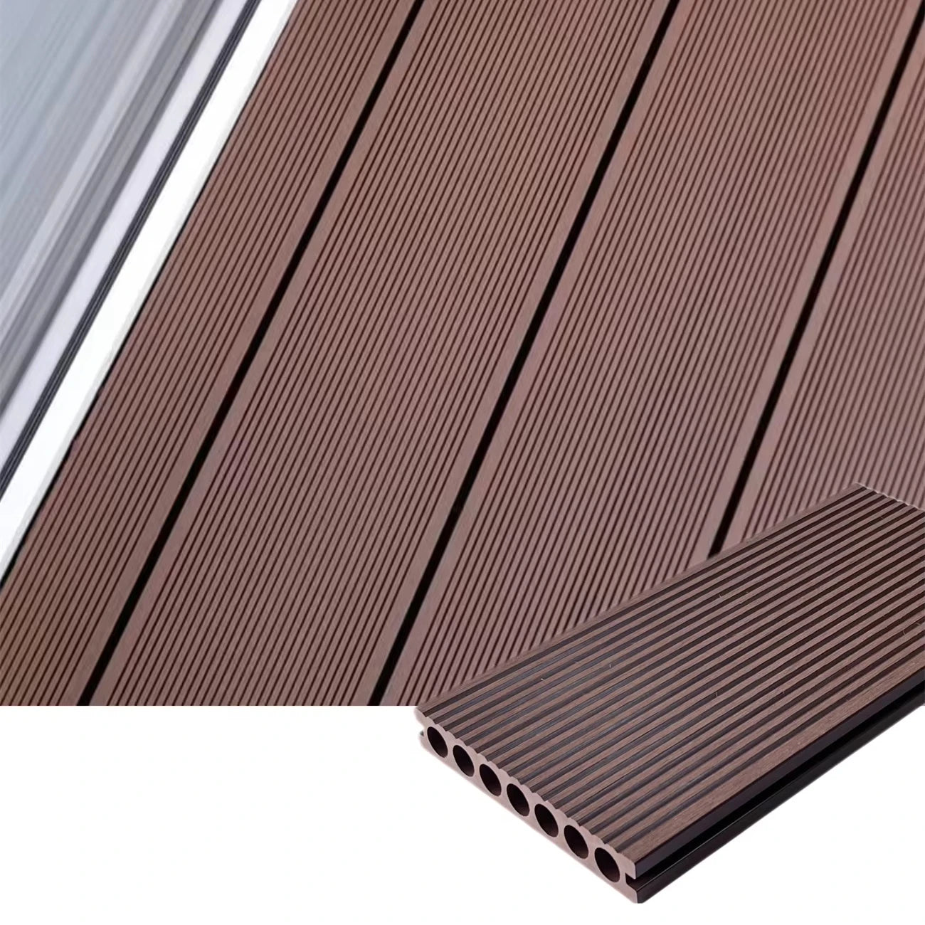 Factory Waterpoof Swimming Pool Decking groove Finish or Sanded Finish Wpc Flooring Composite Decking