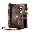 Men's Leather Wallet Rfid Crazy Horse Leather Zipper Card Wallet Key Chain Retro Multifunctional Wallet