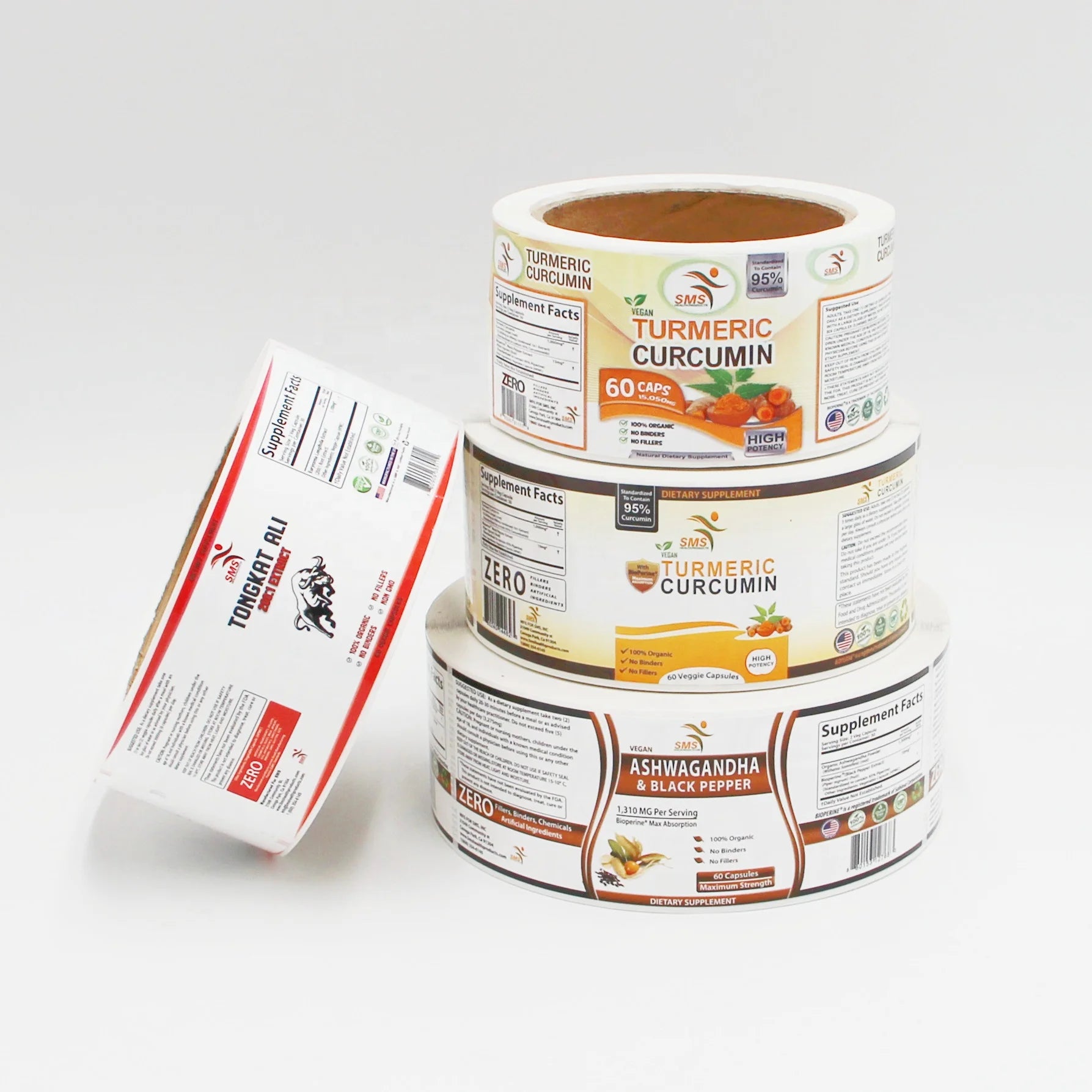 Customize Label Stickers White PP Waterproof Health Products Stickers Custom Adhesive Supplement Bottle Label Sticker in Rolls