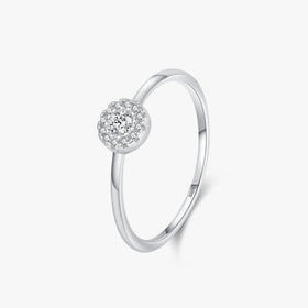 Ailmay Genuine 925 Sterling Silver Elegant Round Dazzling Clear CZ Finger Ring for Women Trendy Fine Jewelry Anniversary Gift