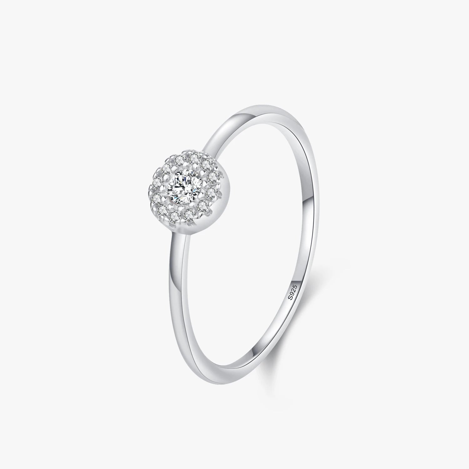 Ailmay Genuine 925 Sterling Silver Elegant Round Dazzling Clear CZ Finger Ring for Women Trendy Fine Jewelry Anniversary Gift