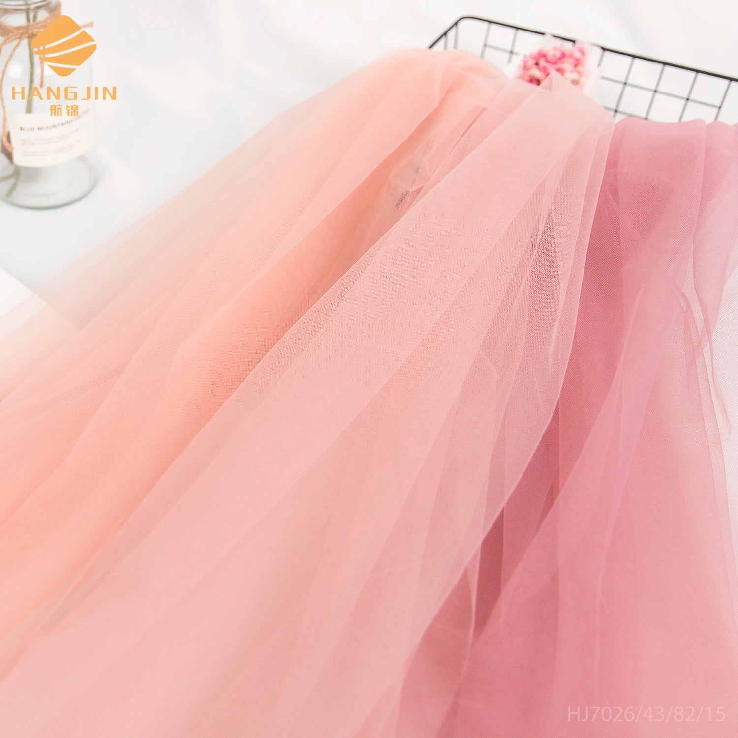 6420 pink Mesh Fabric Rosy Brown Tulle Polyester Soft Net Illusion Tulle Net Skin Color Tulle Mesh Fabric