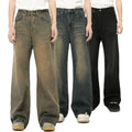 Custom Jeans Manufacturers Baggy Retro Loose Custom Black Straight  Flame Flair Jeans Man Denim Men'S Loose Jeans Pants