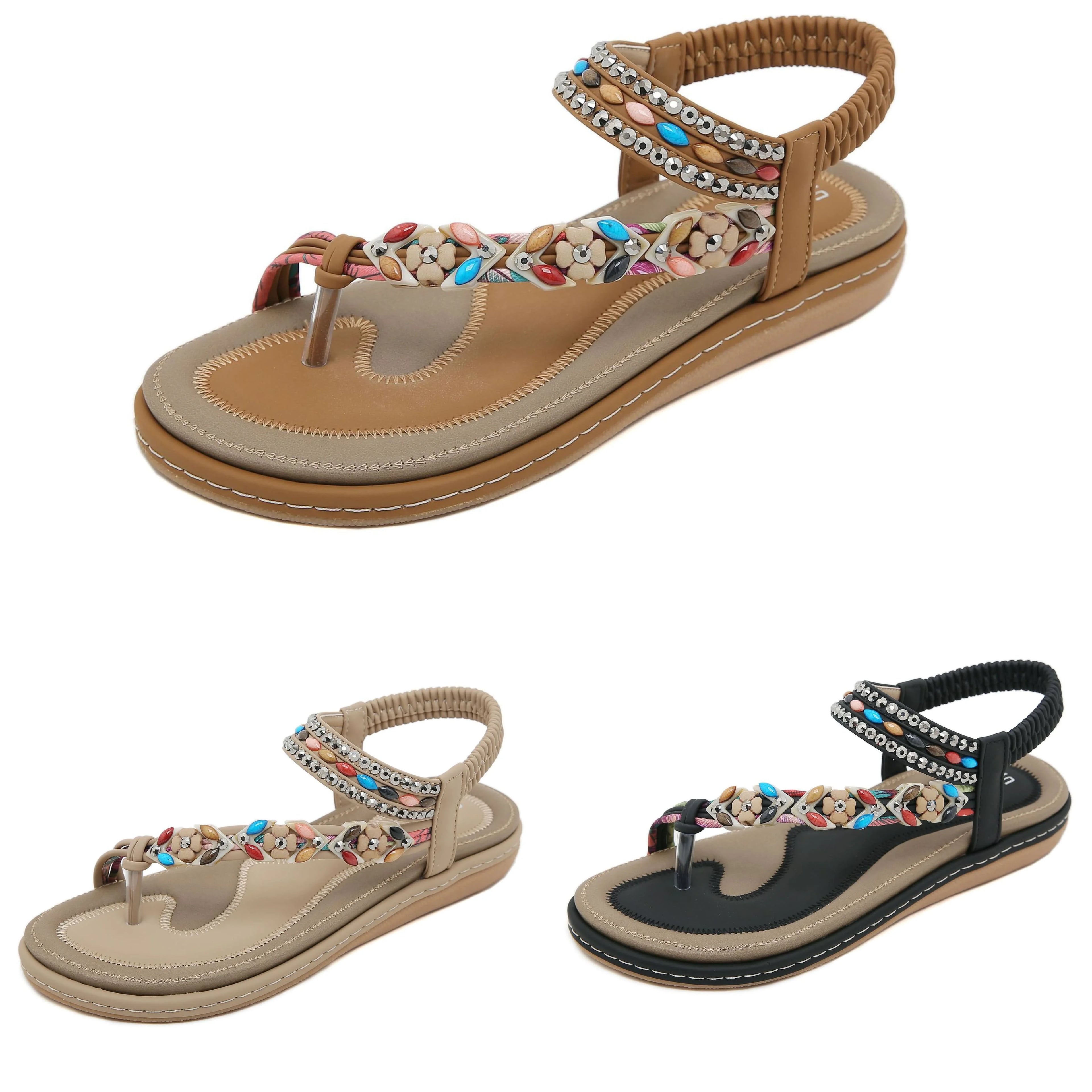 New Arrival Women's Premium Flower Casual Fashion Sandals Beach Flat Sandals Women Wholesale Fashion Shoes Women Casual Sandals