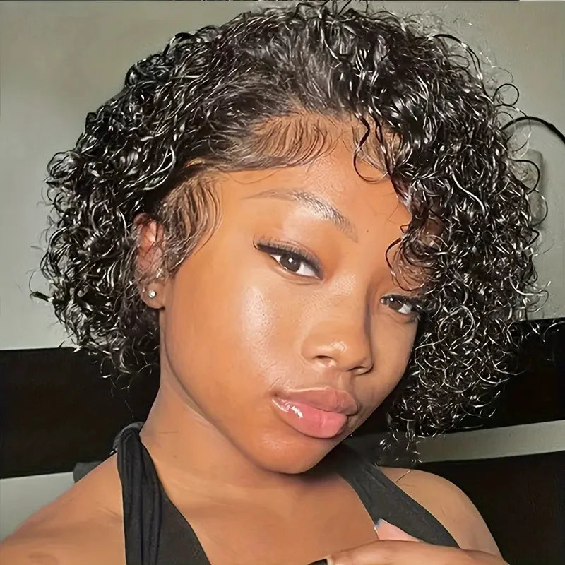 Wholesale Virgin Indian Hair Cuticle Aligned 13x4 Full Lace Front Curly Bob Shot Pixie Cut 100% Human Hair Wigs for Black Women