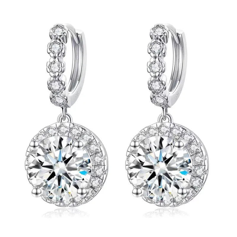 1 2 3 Carat Round Minimalism Bridal 925 Silver Cartilage Clip on 2023 Trendy Moissanite Simple Earrings for Girls