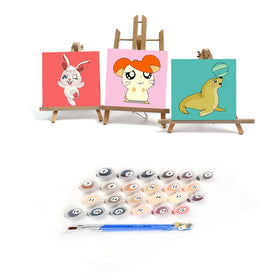 DIY Painting by Numbers 20x20cm Children Cartoon Framed Paint by Number Handpainted Kids Painting Artwork Gift with Frame Kits