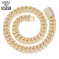 TOP ICY New Design Hip Hop 15mm Cuban Link Chain Necklace Iced Out Jewelry 3 Rows Diamond Cuban Chain for Men Women