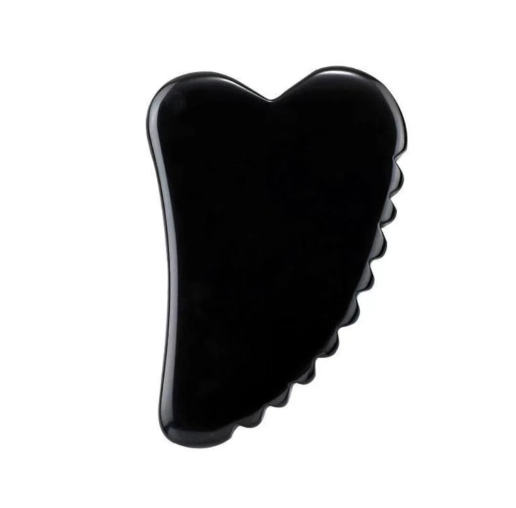 Natural Black Obsidian Gear Guasha Jade Roller Spike Teeth Wave Heart Shape for Face Whitening