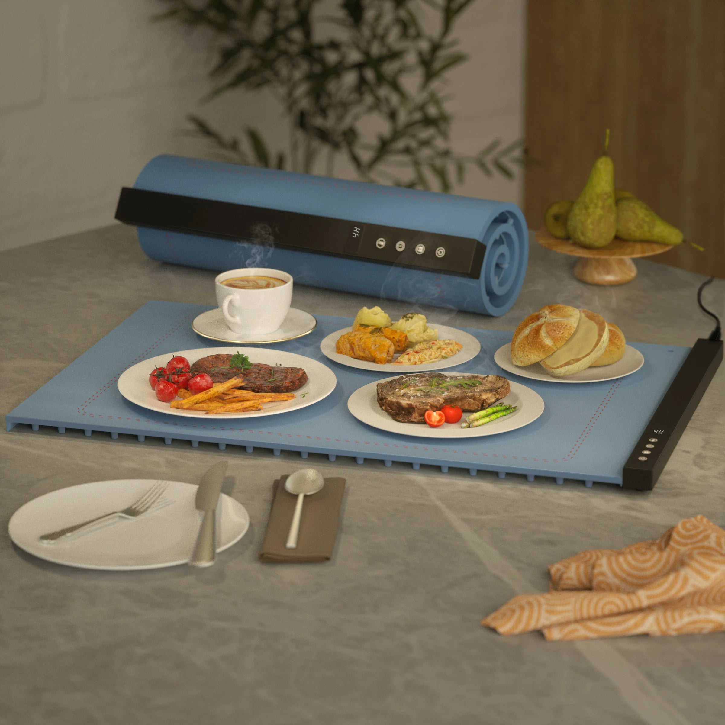 Kitchen Warmer Food Lunch Dinner Portable Household Foldable Constant Temperature Heating Electric Silicone Food Warming Tray