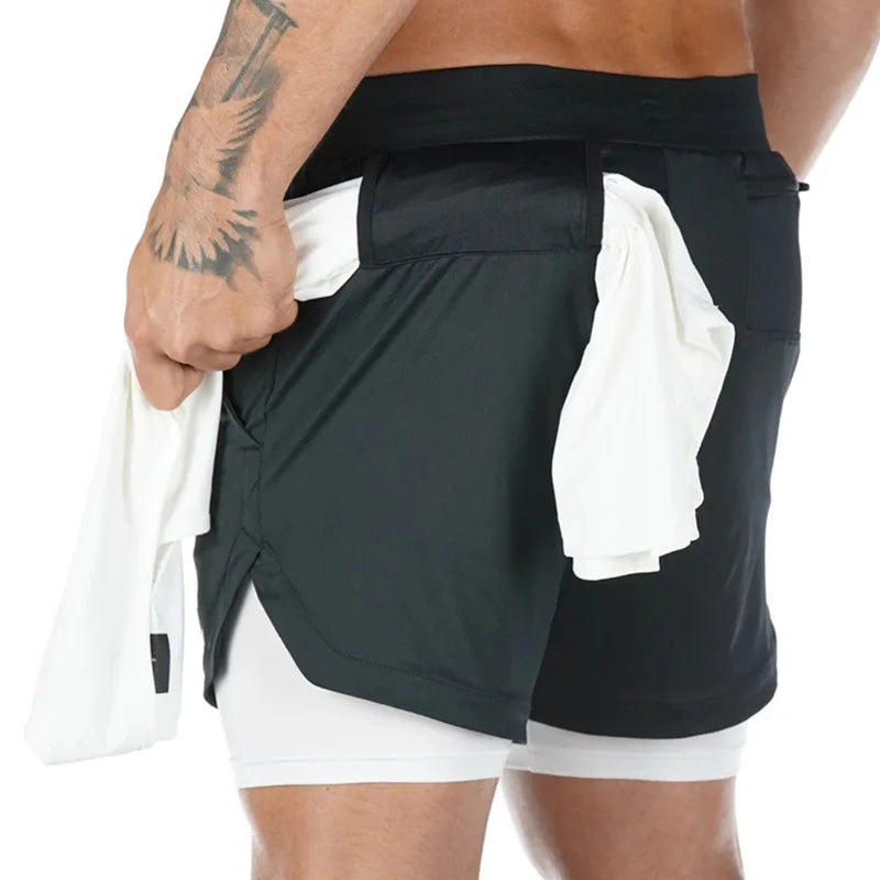 GYM Shorts Dropshipping Custom Logo Polyester 2PC in 1 Joggers Running Basketball GYM Activewear Mens Workout Shorts