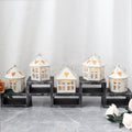 Retro Small House Model Metal White Mini Candle Holder Multiple Shapes Hanging Candle Lantern for Indoor or Garden Decor