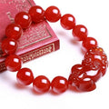 10/12/14mm Natural Red Agate Feng Shui Pi Xiu Wealth Bracelet Good Luck Bangle Gift Jewelry