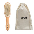 Wooden Baby Hair Brush and Comb Custom Logo Natural Bamboo Beech Goat Soft Bristles Hairbrush for Baby Gift Set