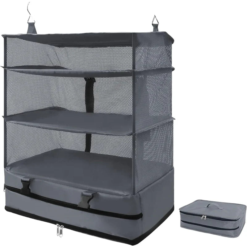 Fashion Foldable Hanging Packing Cubes Zipper Travel Shelves Suitcases 4-Shelf Closet Organizer Compression Cruise Ship