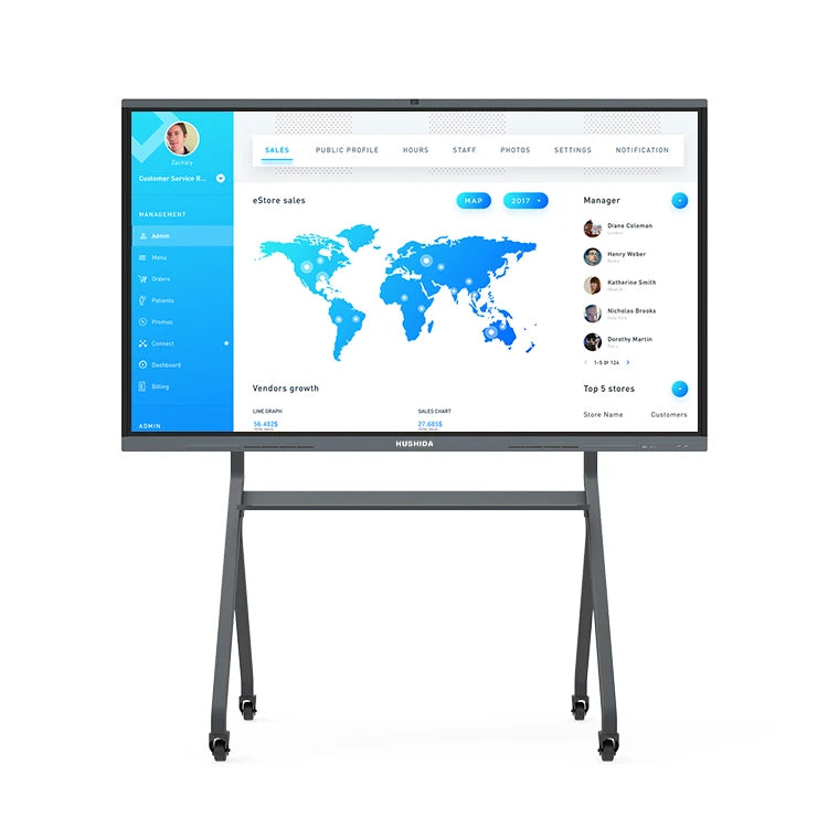 HUSHIDA 4k Screen Lcd Interactive Board Infrared Touch Board Smart Monitor Interactive Panel 75 Inch Smart Board