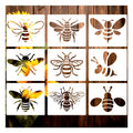 9 Pcs 5x6 Inch Different Designs Bee Stencil Set - Reusable Bee Template for Painting on Wood