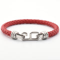 Trendy High Polished Genuine Leather Men's Woven Navy Blue Stainless Steel Number 6 Hook Customizable Bracelet