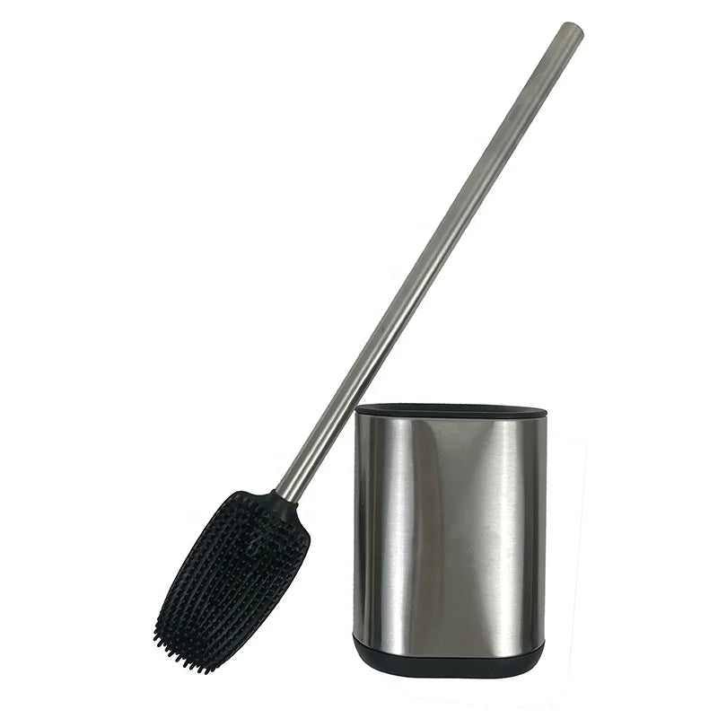 Durable Top Quality Silicone Toilet Brush Tpr Set with Powder Coating Iron Holder for Flooring Style