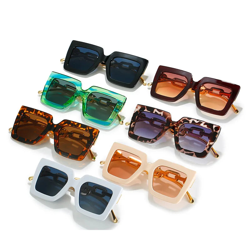 Fashion Designer PC Metal Big Oversized Frame UV400 Sunglasses for Women
