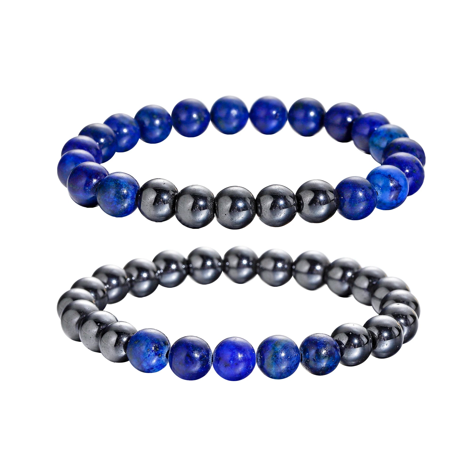 Men's Women's Hematite Magnetic Couple Therapy Bracelet Natural Gemstone Stretch Beaded Reiki Healing Friendship Jewelry Gift