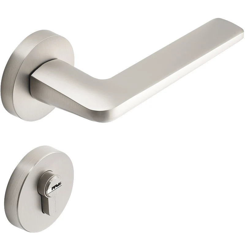 Interior Room Hotel Wooden Door American Style Silvery Lever Door Handle for Bedroom