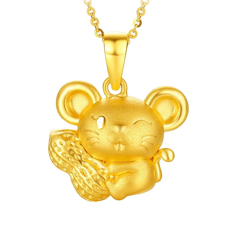 HD0277 2020 New Rat Plated  Gold Plated Cute Peanut Little Mouse Pendant Necklace Cartoon Mini Men and Women Necklace