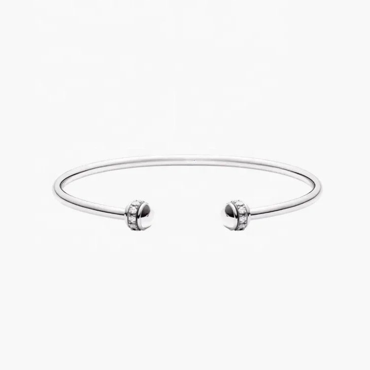 LOZRUNVE 925 Sterling Silver Minimalist Fashion Open Adjustable Bangle
