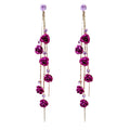 Creative Ethnic Style Earrings Elegant Long Tassel Rhinestone Earrings Beautiful Flower Rose Earrings for Women Girls