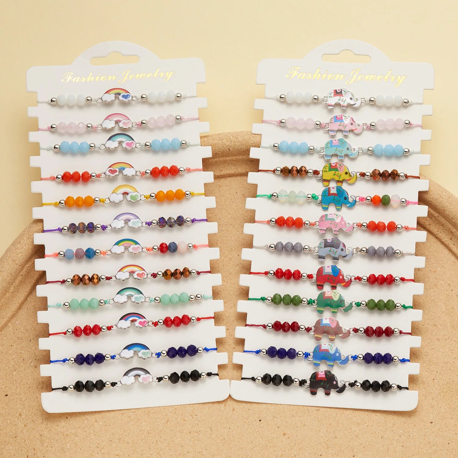 12 Pcs Set Hot Selling Boho Colorful Bead Bracelet Mixed Butterfly String Bracelet Animal Clay Bracelet for Girls