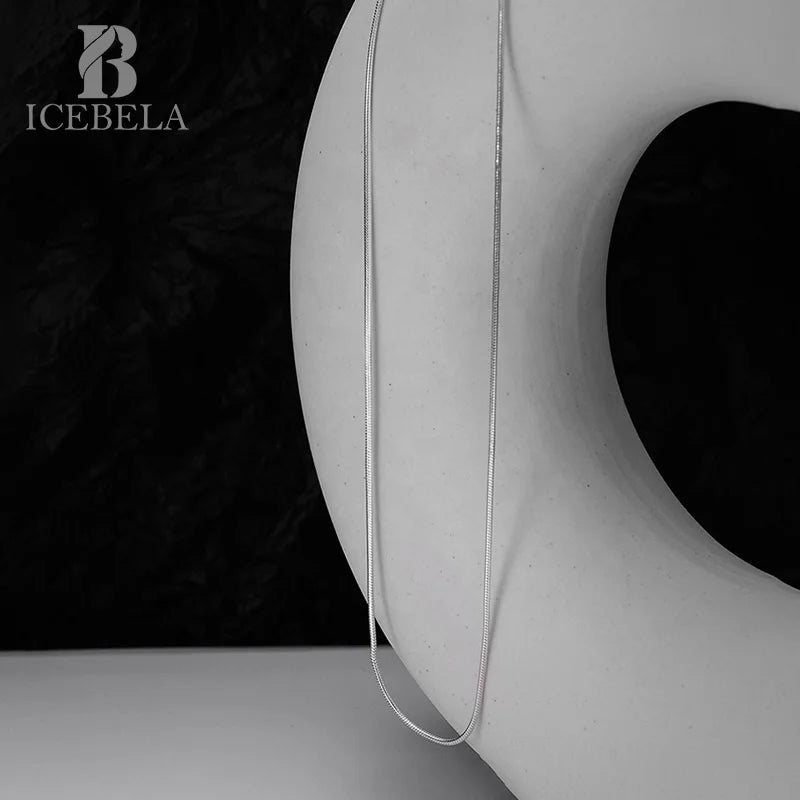 ICEBELA Jewelry Korean Version of Minimalist S925 Sterling Silver Single Chain Snake Bone Chain Thin Snake Chain Necklace