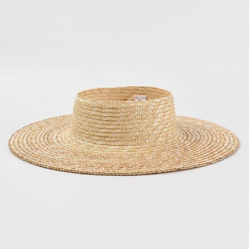 Women's Hawaii Open Crown Wide Brim Sombrero Visor Sun Cap Wheat Straw Hat for Summer Beach Resort Travel Outdoor Fishing