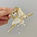 Summer Butterfly Hair Clip for Women Long Tassel Pearl Pendant Large Claw Clips Hairpins Girls Headwear Hairclip Claw