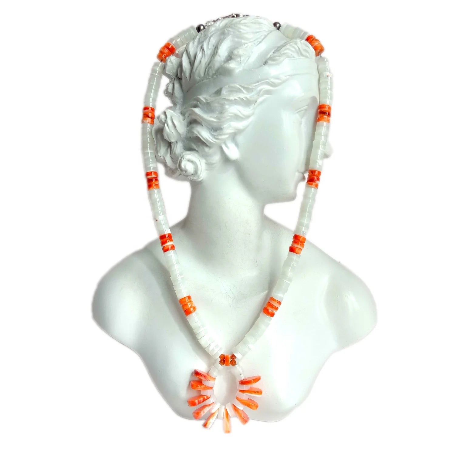 Natural mop and spiny oyster 925 Sterling Silver necklace  Gift for Woman