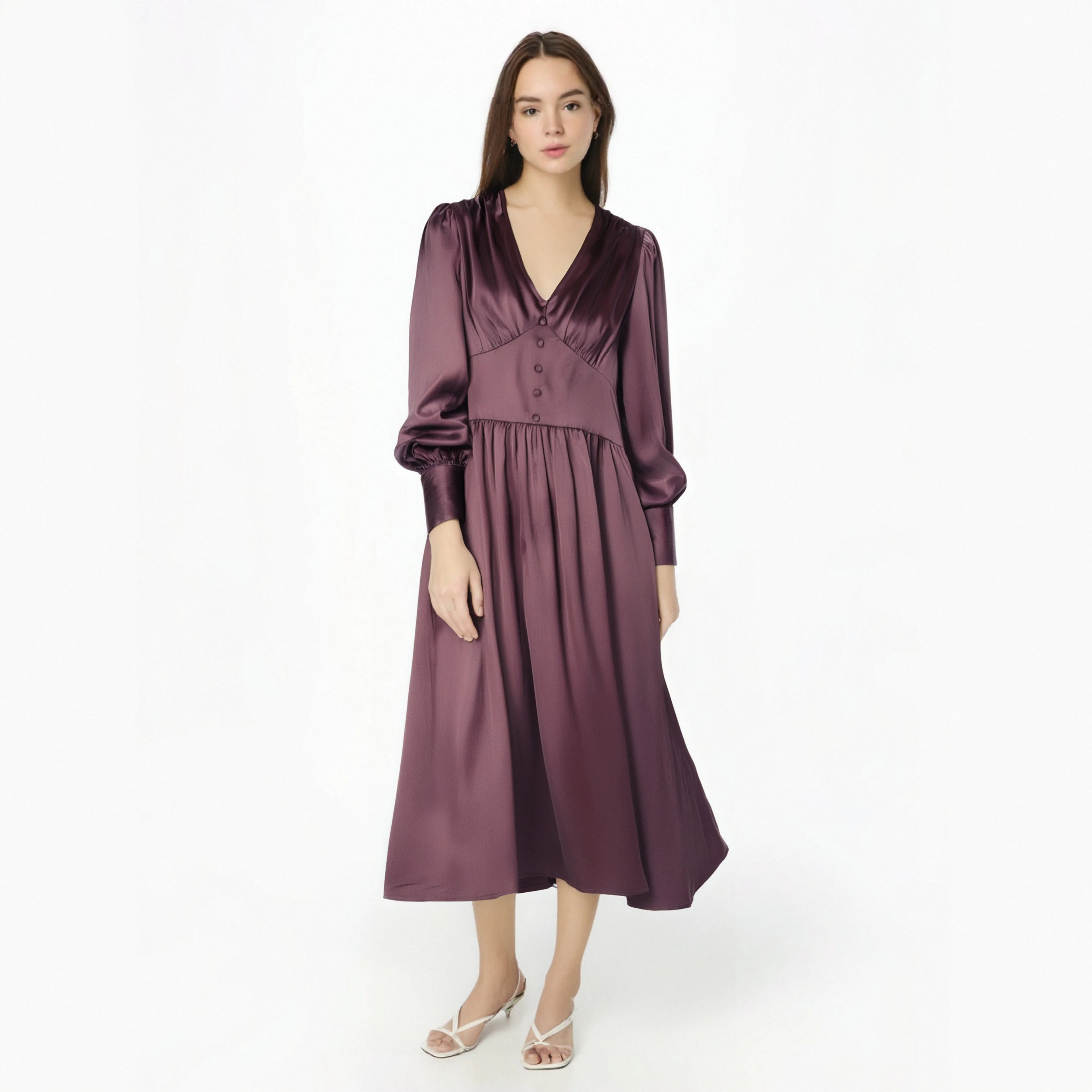 Graceful Advanced Solid Dress Women's Dresses Formal Vintage Burgundy Red Dress