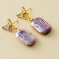 Large Baroque Pearl Zircon Butterfly Stud Earrings Cute Hypoallergenic Brass Gemstone Wedding Bride Jewelry Princess Cut Parties