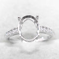 Semi Mount 8*10/10*12mm Sterling Silver Ring Empty Frame Blank Support Claw Setting S925 Base Without Center Stone DIY for Inlay