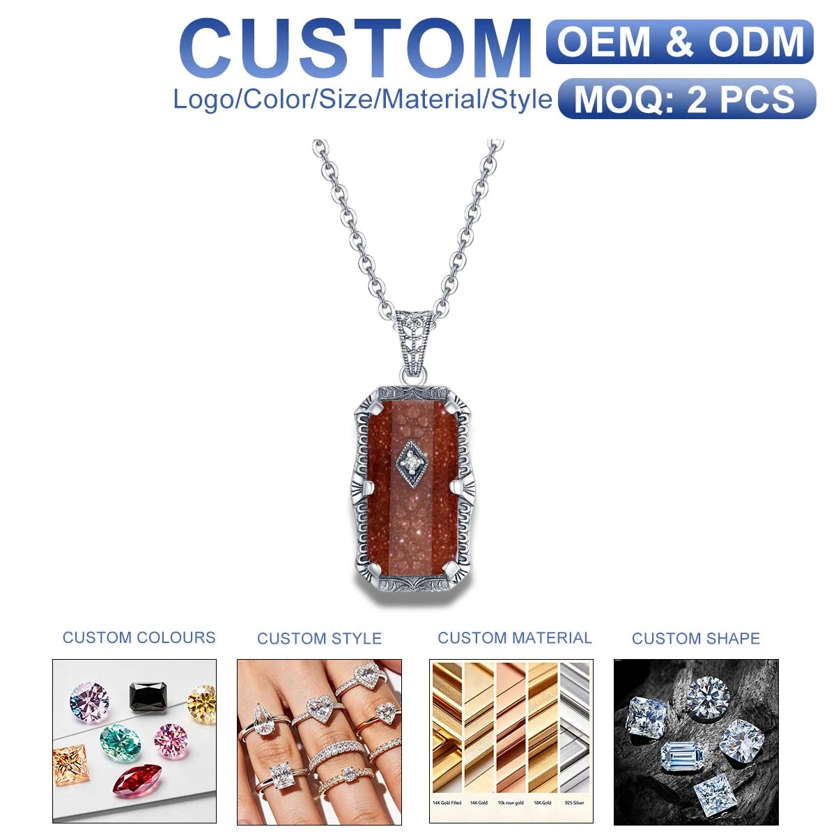 Vintage Party Custom Women's Sterling Silver Natural Black Onyx Gemstone Charm Pendant Necklace 925