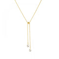 Pearl Necklace Bracelet Pendant square Chain Pull-out Jewelry Set