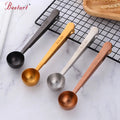 Tea Scoop Gold Stainless Steel Metal Coffee Measuring Spoon Scoop With Bag Clip