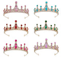 LUOXIN Retro Small Crown Purple Rhinestone Wedding Queen Party Birthday Colorful Princess Bridal Crown